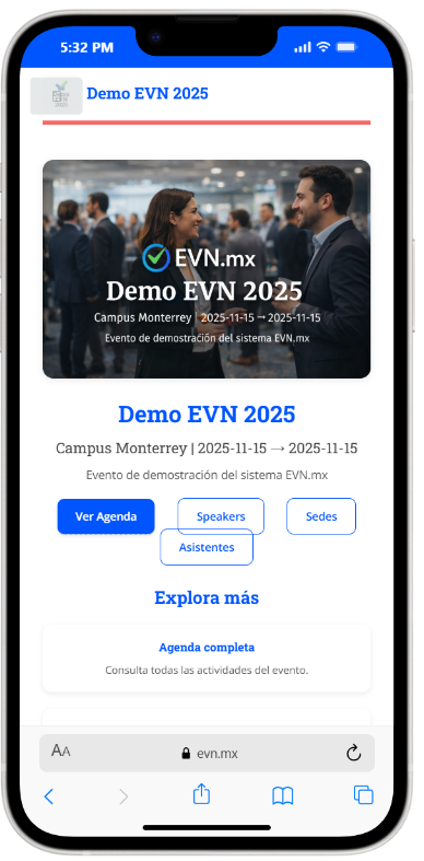Home de la APP EVN