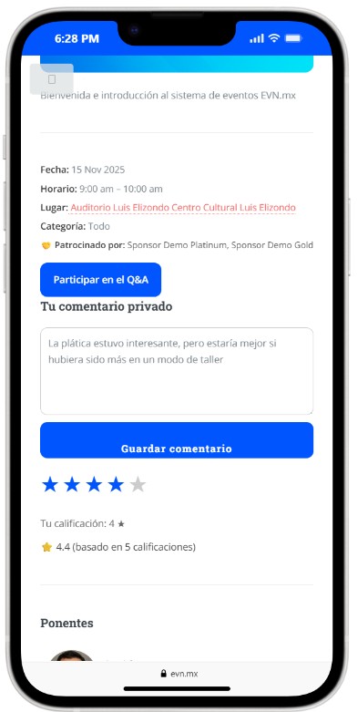 Detalle de sesión